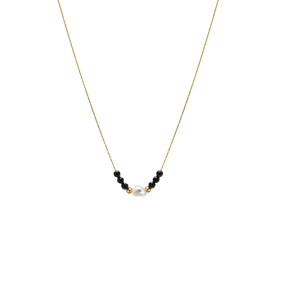 YACHAN Stainless Steel Golden Sweater Necklace Rope Chain Bead Beads Pearl Pendant for Woman Trendy Jewelry 4 Color