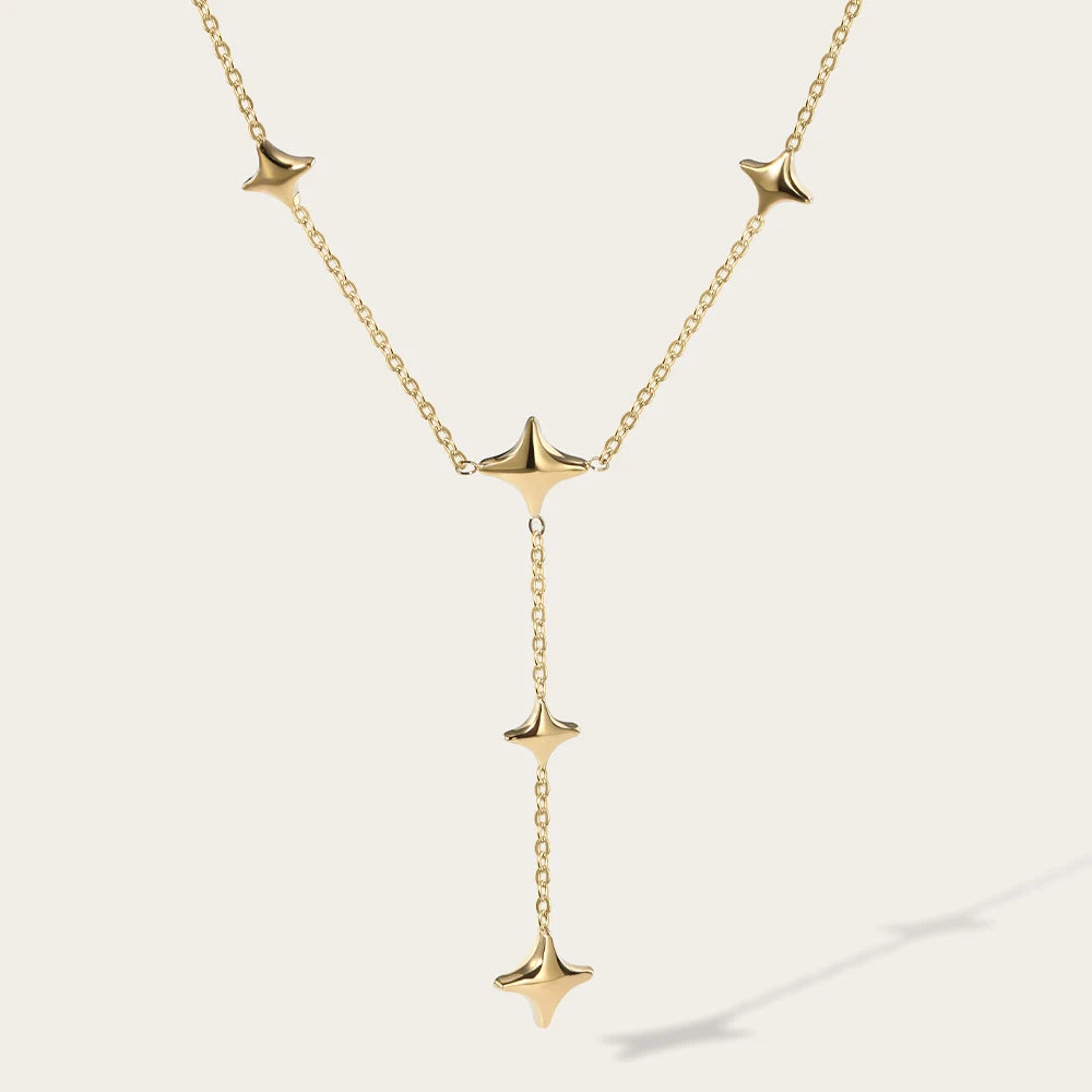 YACHAN Stainless Steel Chain Necklace for Woman 18K Gold Plated Chains Stars Pendant Necklaces 2023 Trendy Jewelry Gift