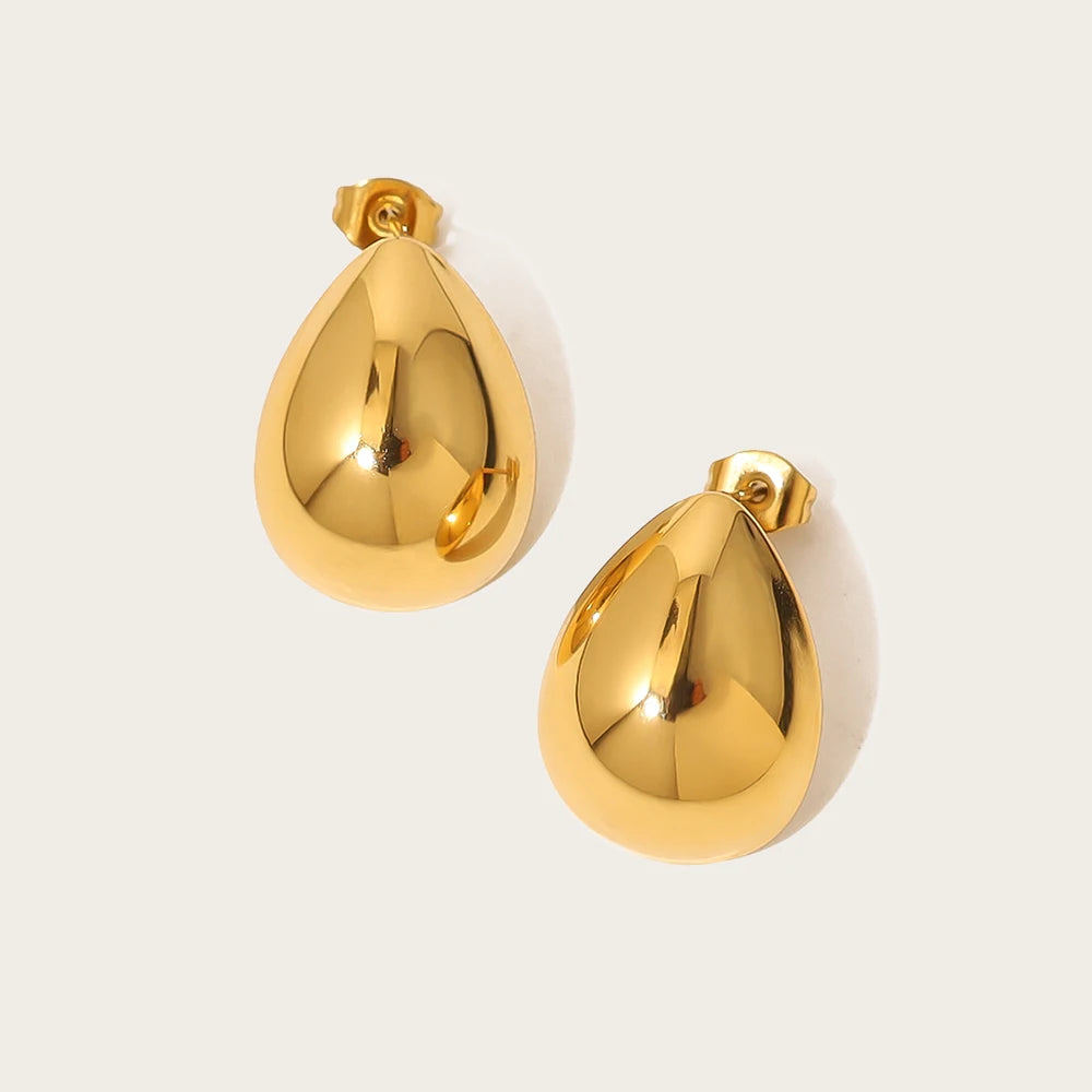 YACHAN 18K Gold Plated Glossy Stainless Steel Earrings for Women Simple Chic Drop Earring High Quality Jewelry