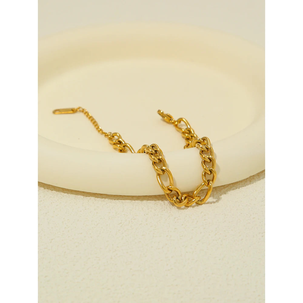 YACHAN 18K Gold Plated Stainless Steel Bracelets for Women Punk Chunky Chains Trendy Jewelry Waterproof
