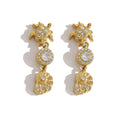YACHAN 18K PVD Gold Plated Stainless Steel Dangle Earrings for Women Waterproof CZ Starfish Lobster Summer Ocean Beach Jewelry