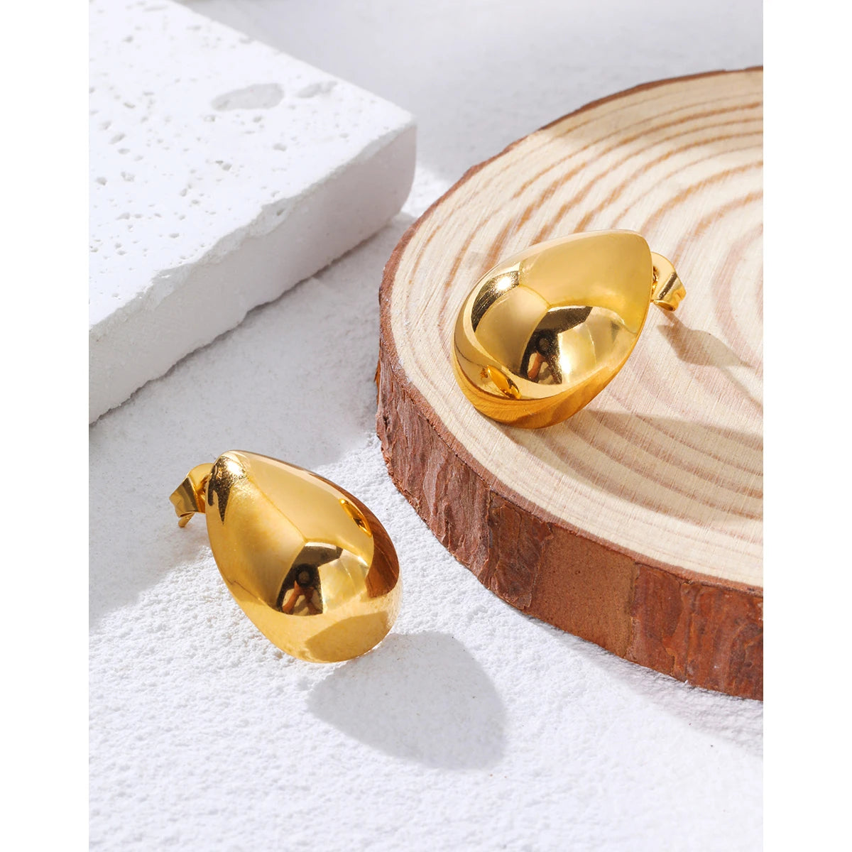 YACHAN 18K Gold Plated Glossy Stainless Steel Earrings for Women Simple Chic Drop Earring High Quality Jewelry