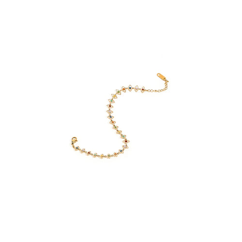 YACHAN 18K Gold Plated French Stainless Steel Necklace for Women Colorful Enamel Charm Clavicle Choker Jewelry Set