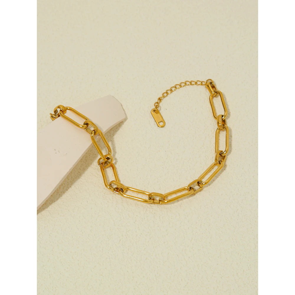 YACHAN 18K Gold Plated Stainless Steel Bracelets for Women Punk Chunky Chains Trendy Jewelry Waterproof
