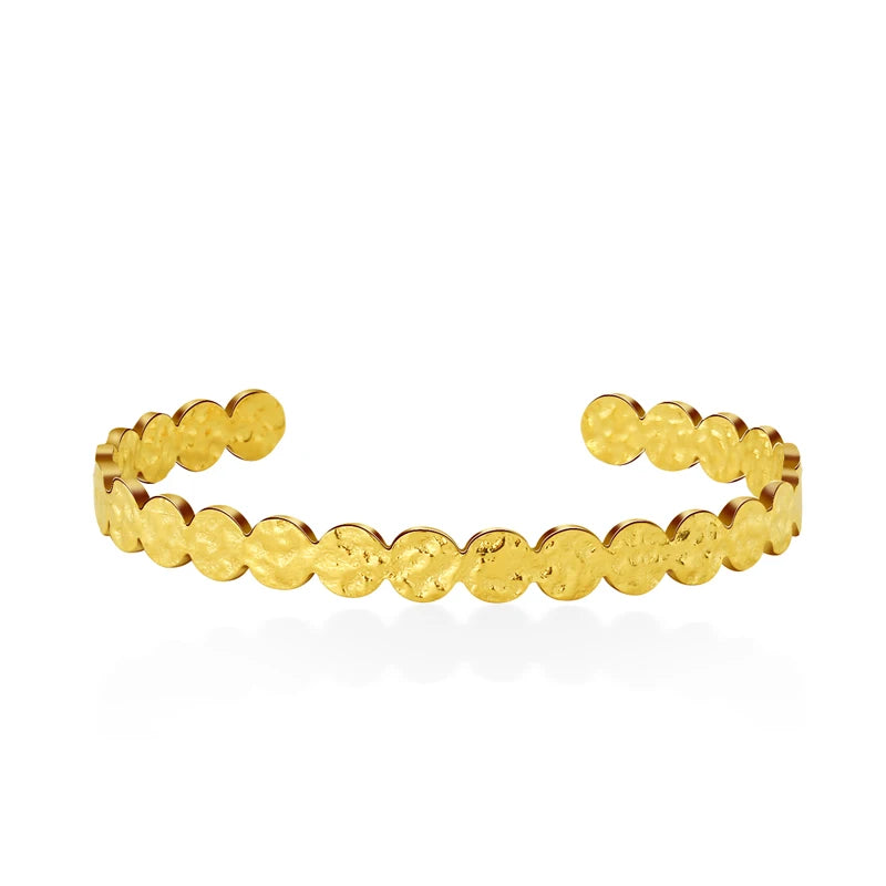 YACHAN Luxury 18K Gold Plated Zircon Crystal Stainless Steel Bracelets for Women Trend Simple Bangles Waterproof Jewelry