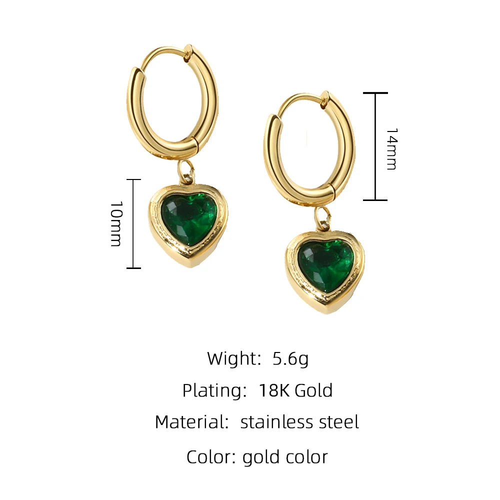 YACHAN Luxury Zircon Crystal Heart Dangle Earrings for Women Trendy Classic Charm Jewelry