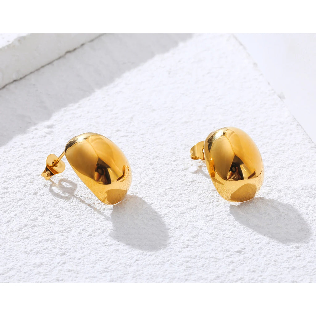 YACHAN New in Stainless Steel Piercing Earrings for Women 18K Gold Plated Glossy Stud Earring Trendy Jewelry