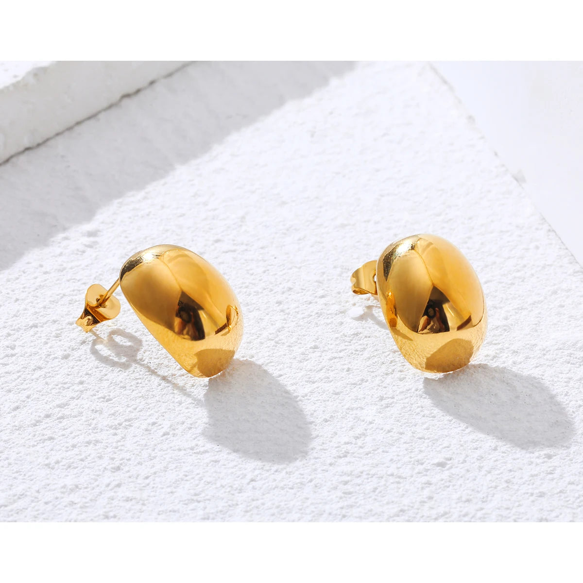 YACHAN New in Stainless Steel Piercing Earrings for Women 18K Gold Plated Glossy Stud Earring Trendy Jewelry
