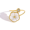 YACHAN White Shell Flower Series Stainless Steel Jewelry Earrings Ring Bracelet Necklace 18K Gold Plated Jewelry Sets Waterproof