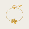 YACHAN Stainless Steel Flower Charm Bracelet for Women Trendy Simple 18K Gold Plated Waterproof Jewelry Accessories