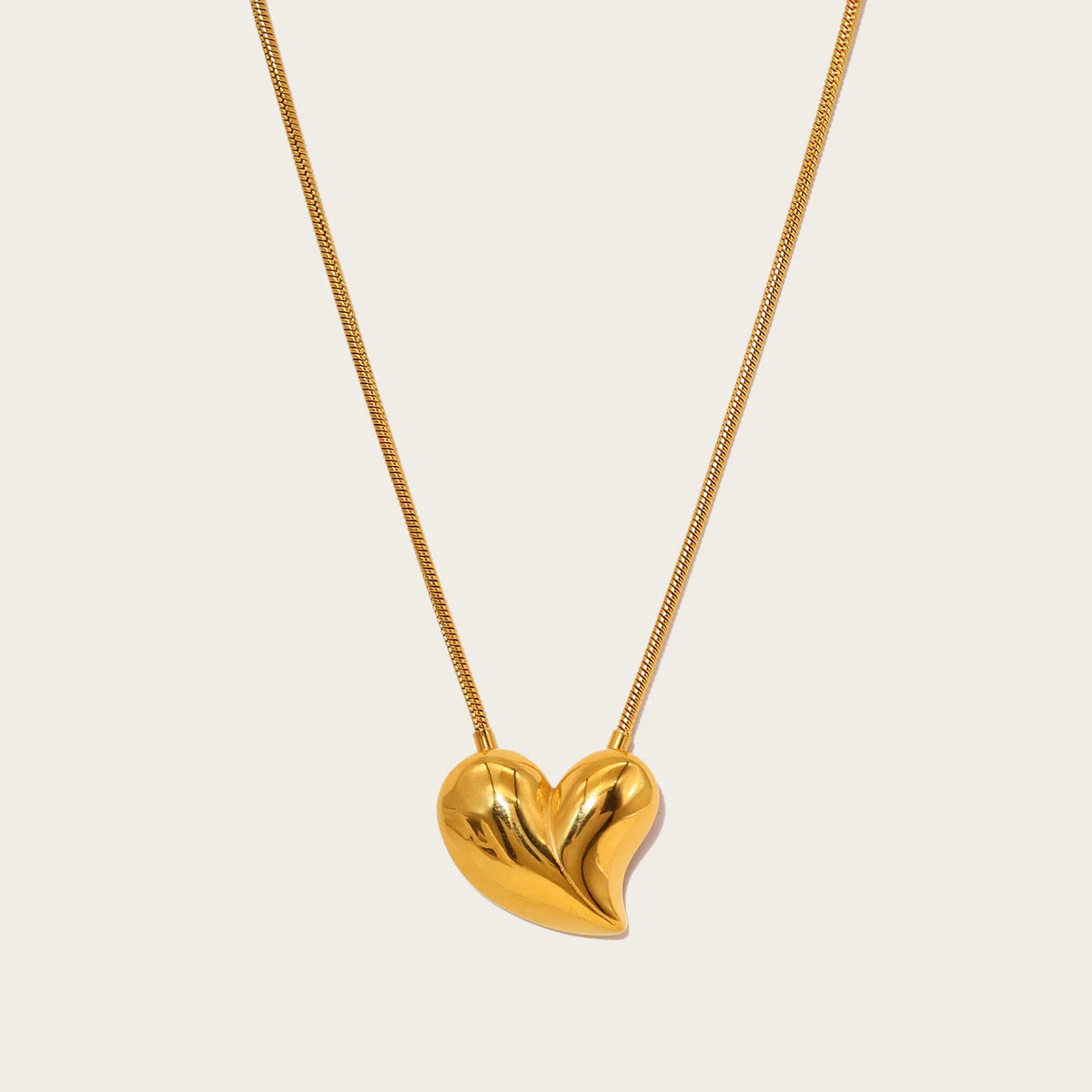 YACHAN Irregular Heart Pendant Necklace for Women PVD 18K Gold Plated Glossy Waterproof High Quality Trendy Jewelry