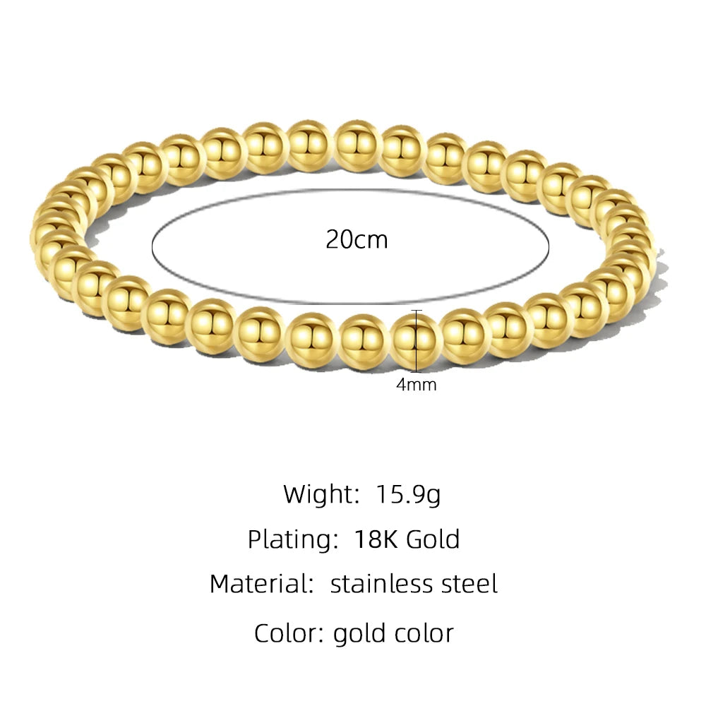 YACHAN High Quality Stainless Steel Beaded Bracelets for Women Charms round Bead Bracelet Simple Trendy Charm Jewelry