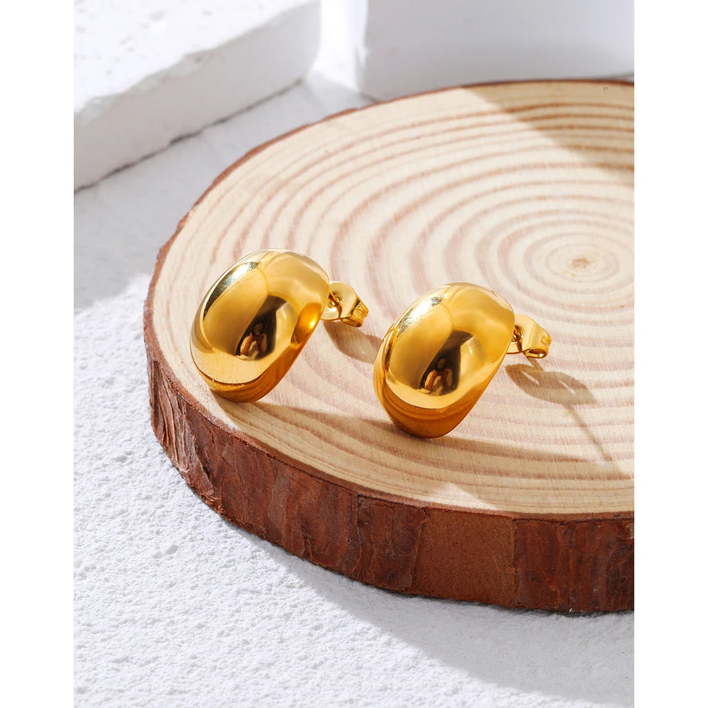 YACHAN New in Stainless Steel Piercing Earrings for Women 18K Gold Plated Glossy Stud Earring Trendy Jewelry