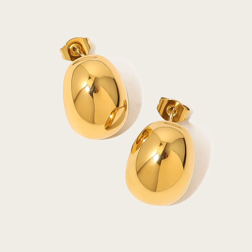 YACHAN New in Stainless Steel Piercing Earrings for Women 18K Gold Plated Glossy Stud Earring Trendy Jewelry