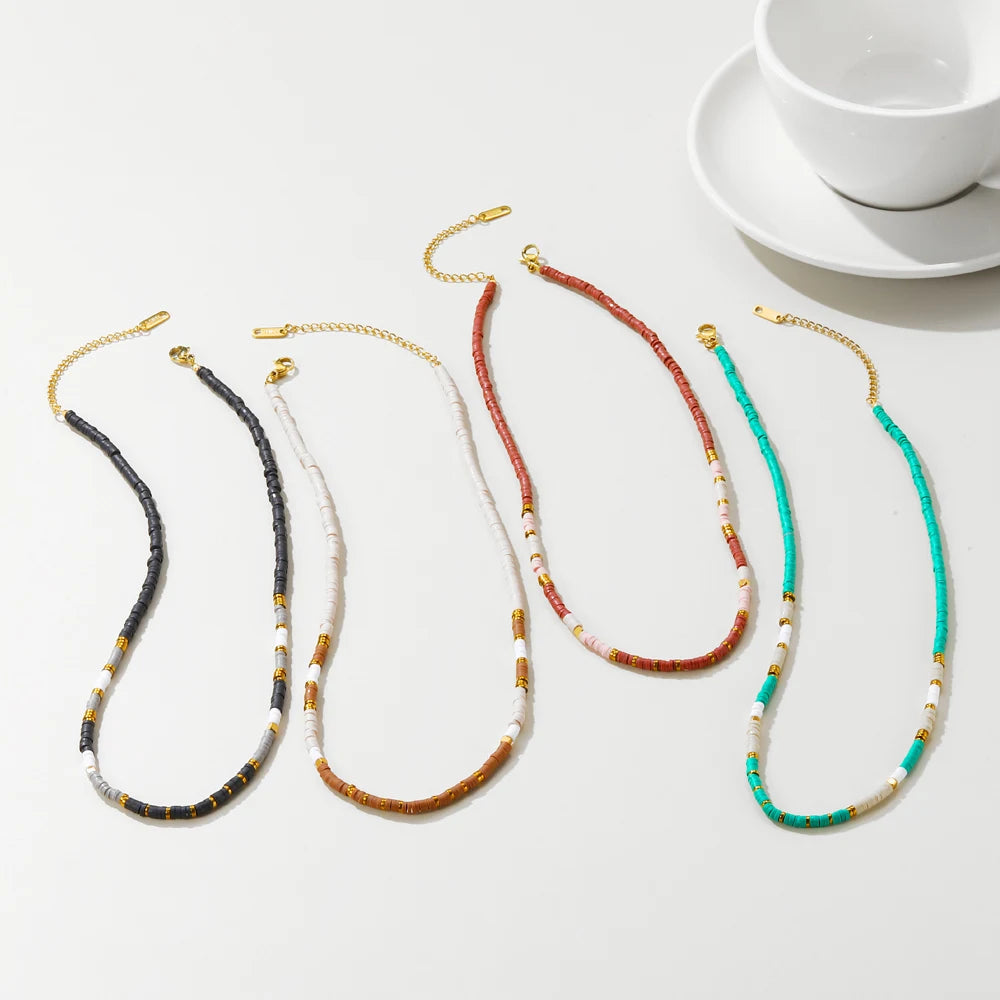 YACHAN Colorful Acrylic Beaded Necklace for Women Handmade Making Bead Necklaces Stainless Steel Beads Trendy Jewelry Gift