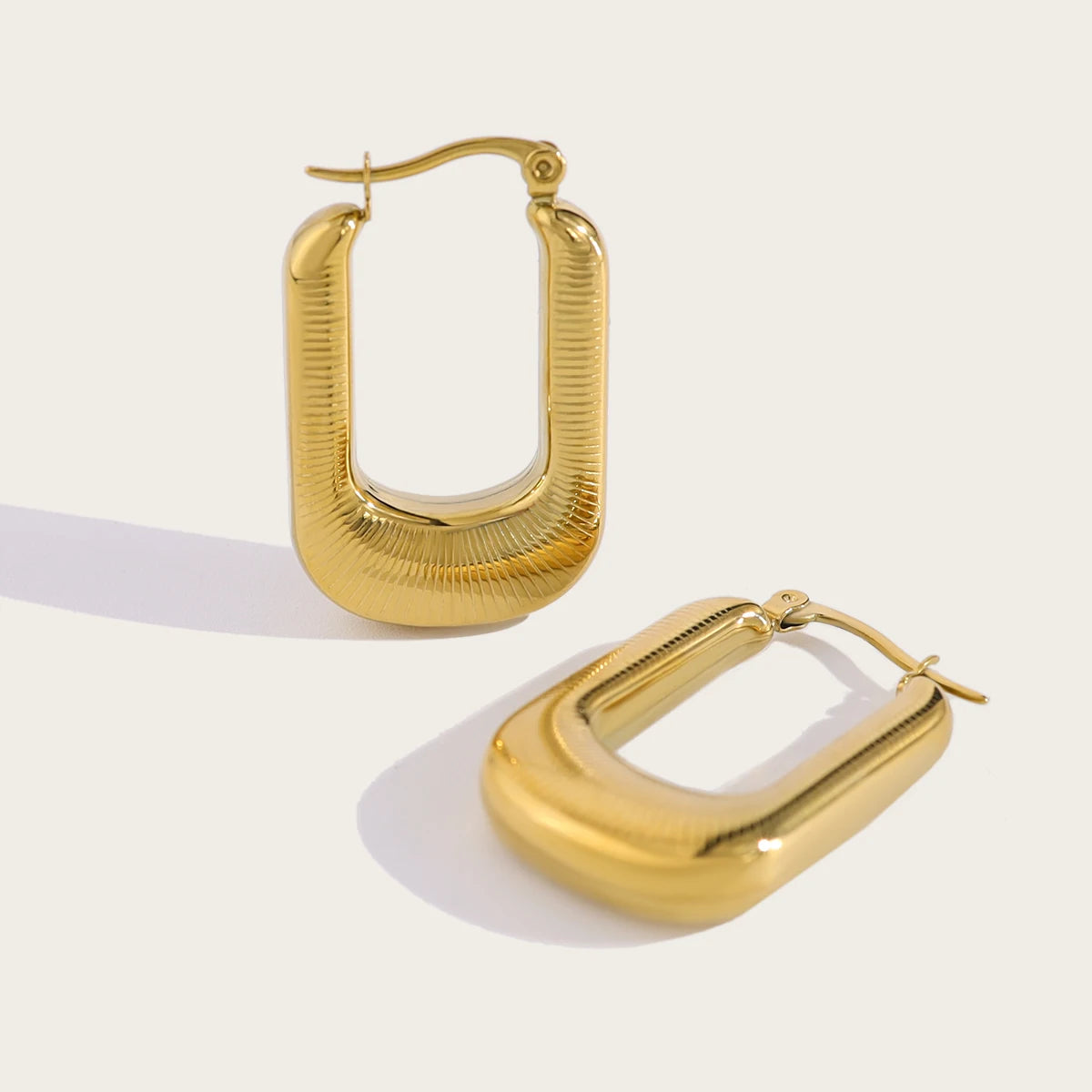 YACHAN 18K Gold Plated Stainless Steel Geometric Hoop Earrings for Women Vintage Statement Tarnish Free Jewelry