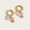 YACHAN Pink Natural Stone Charms Stainless Steel Hoop Earrings for Women Chic 18K Gold Plated Dangle Earring Trendy Jewelry