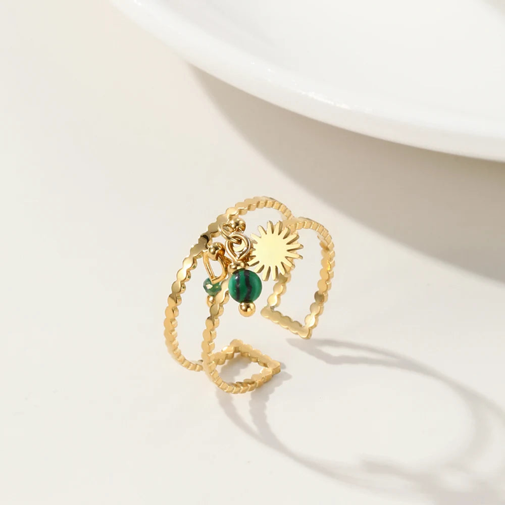 YACHAN Fashion Geometry Star Pendants Rings Stainless Steel Gold Plated High Quality Waterproof Jewelry