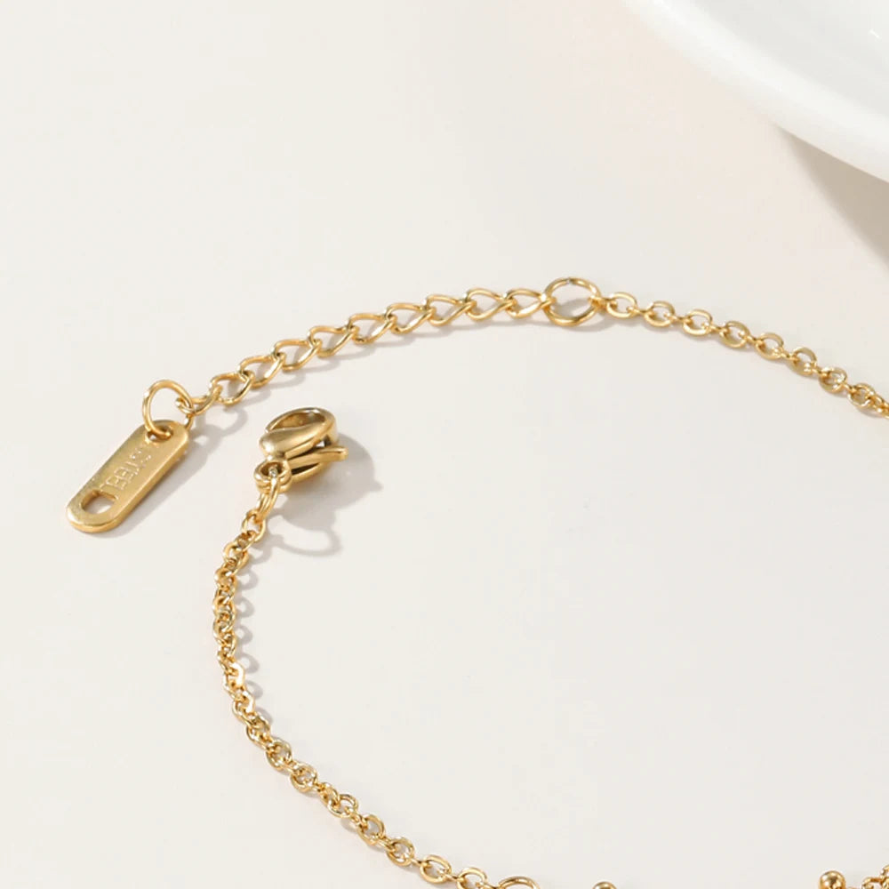 YACHAN 18K Gold Plated Stainless Steel Chain Bracelets Charms Red Acrylic Ball Bracelet Simple 2023 New Trendy Charm Jewelry
