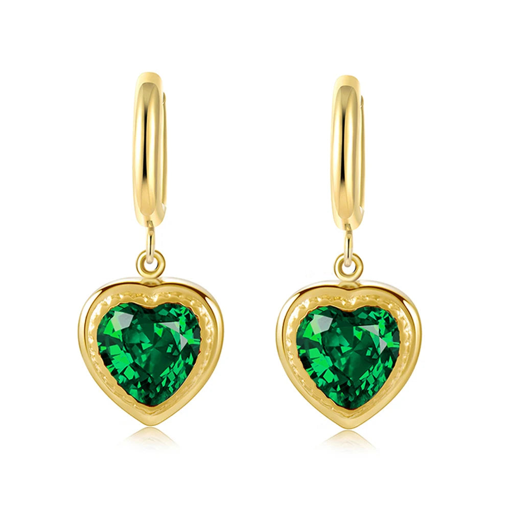 YACHAN Luxury Zircon Crystal Heart Dangle Earrings for Women Trendy Classic Charm Jewelry