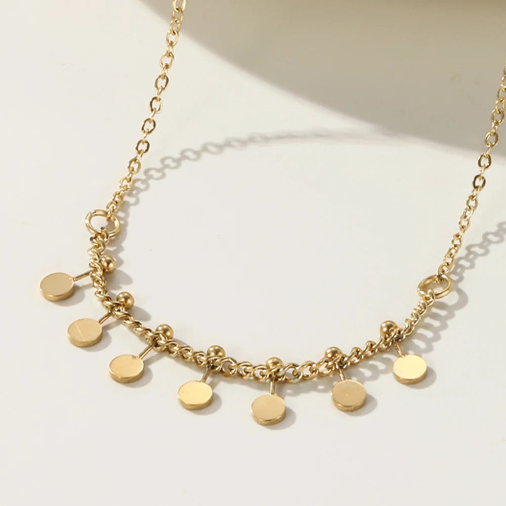YACHAN High Quality Stainless Steel Splice Chain Bracelets 18K Gold Plated Disc Charms Bracelet Simple Trendy Charm Jewelry Gift