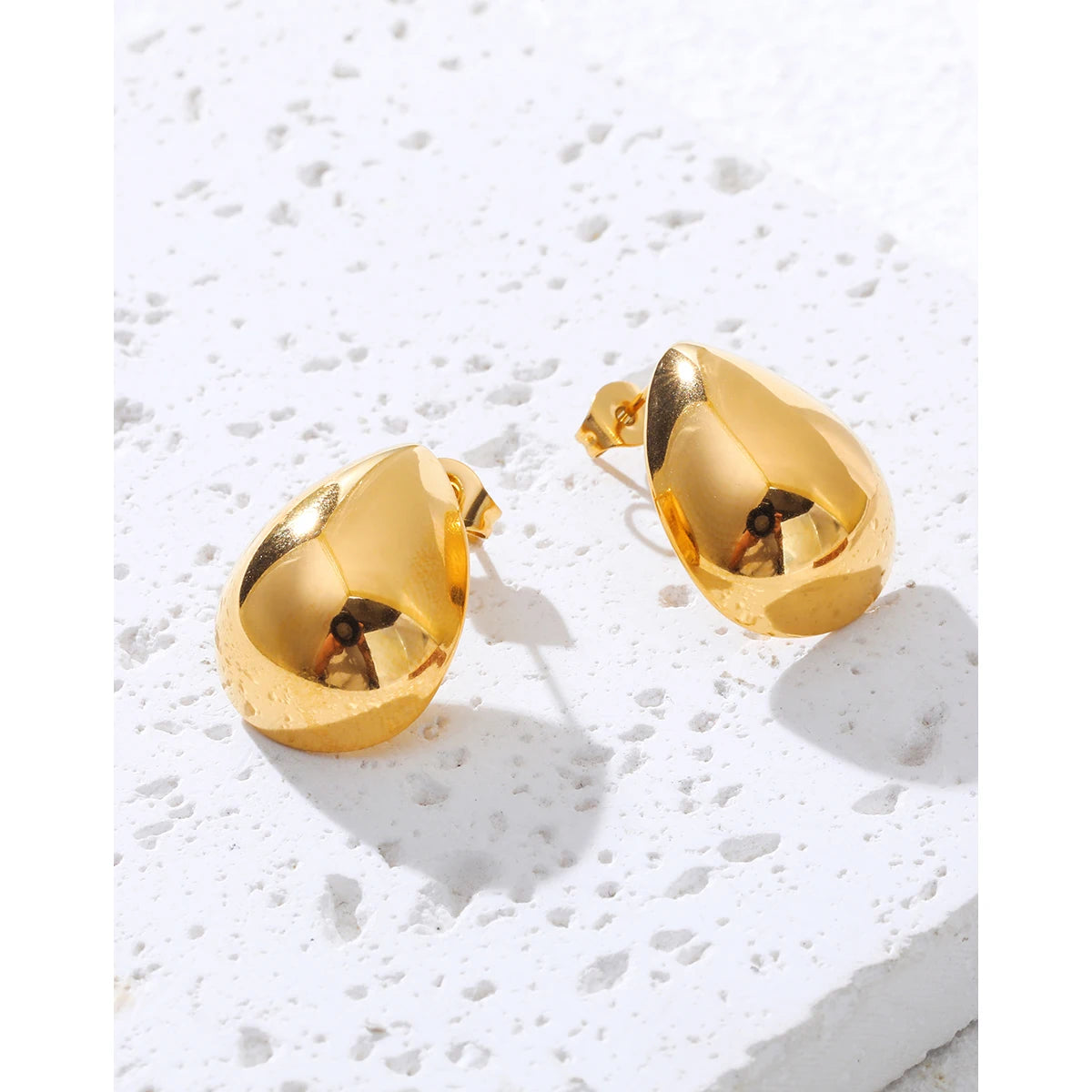 YACHAN 18K Gold Plated Glossy Stainless Steel Earrings for Women Simple Chic Drop Earring High Quality Jewelry