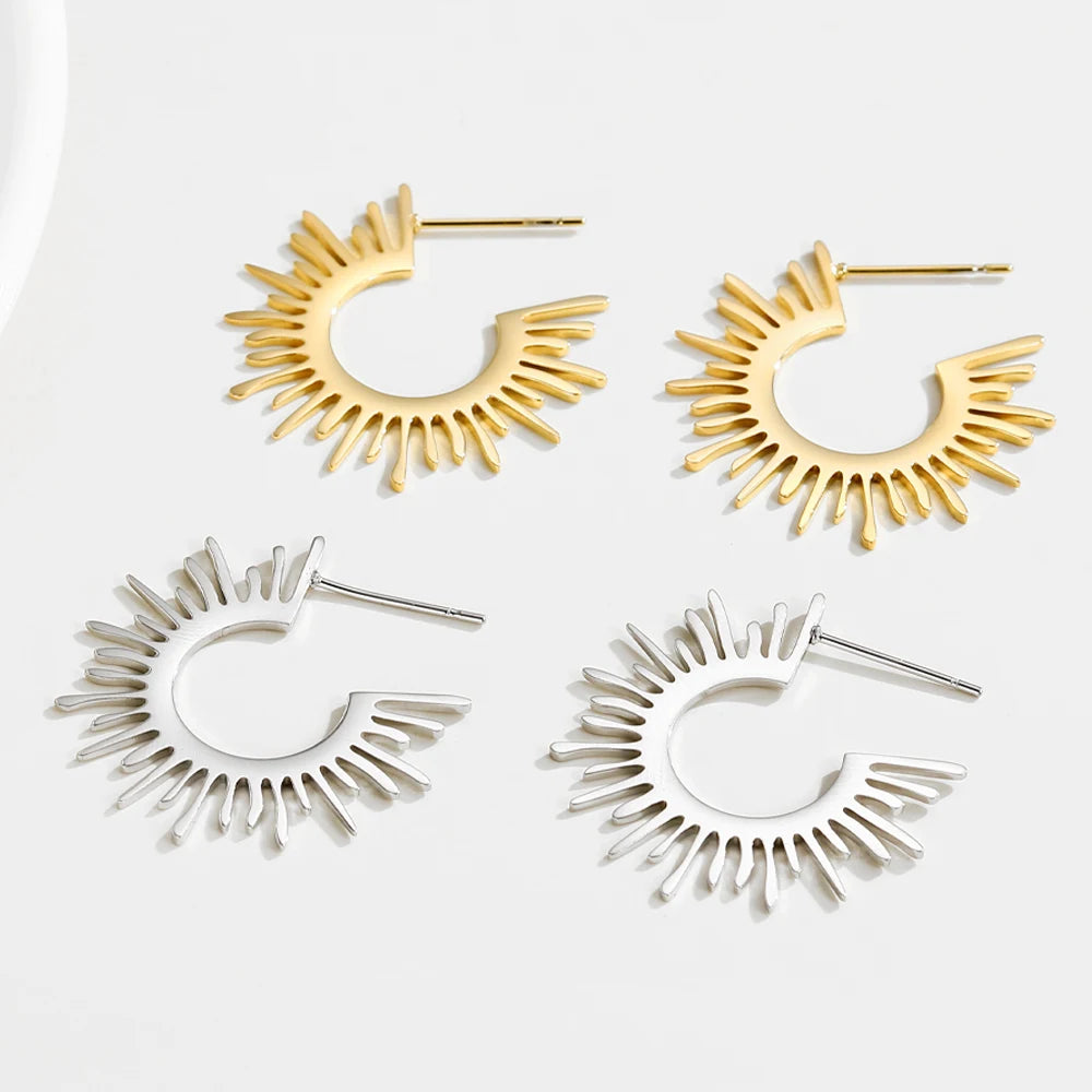 YACHAN Punk Stainless Steel Metal Hoop Earrings for Women Charm Statement Y2K Jewelry