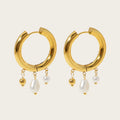YACHAN Baroque Pearl Stainless Steel Hoop Earrings for Women Exquisite Chic Huggie Earring 18K Gold Plated Jewelry