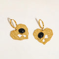 YACHAN Trendy Irregular Heart Drop Earrings for Women Chic Black Stone Huggie Earring Aesthetic Jewelry Waterproof