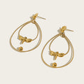 YACHAN 18K Gold Plated Stainless Steel Earrings for Women Creative Dragonfly Ginkgo Leaf Drop Earrings Trendy Jewelry