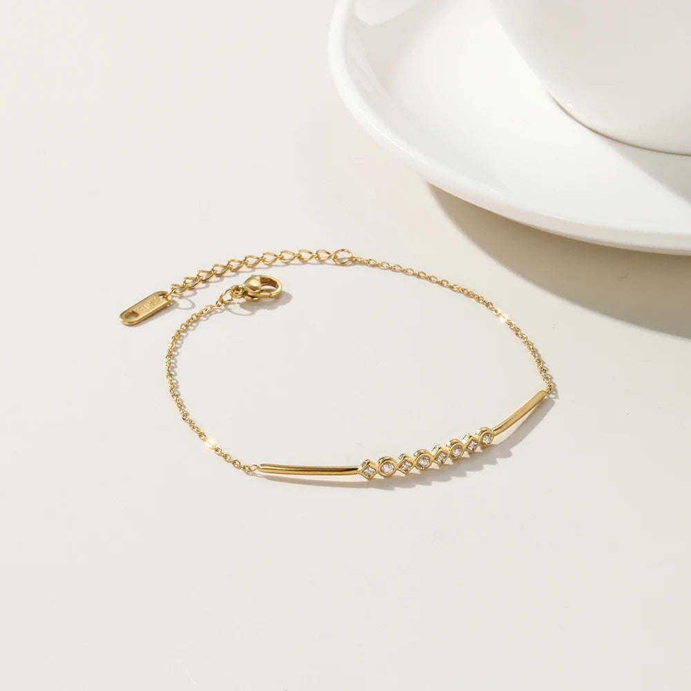 YACHAN Stainless Steel Golden Chain Bracelet for Women High Quality Geometry Cubic Zirconia Charm Bracelets 2023 New Jewelry