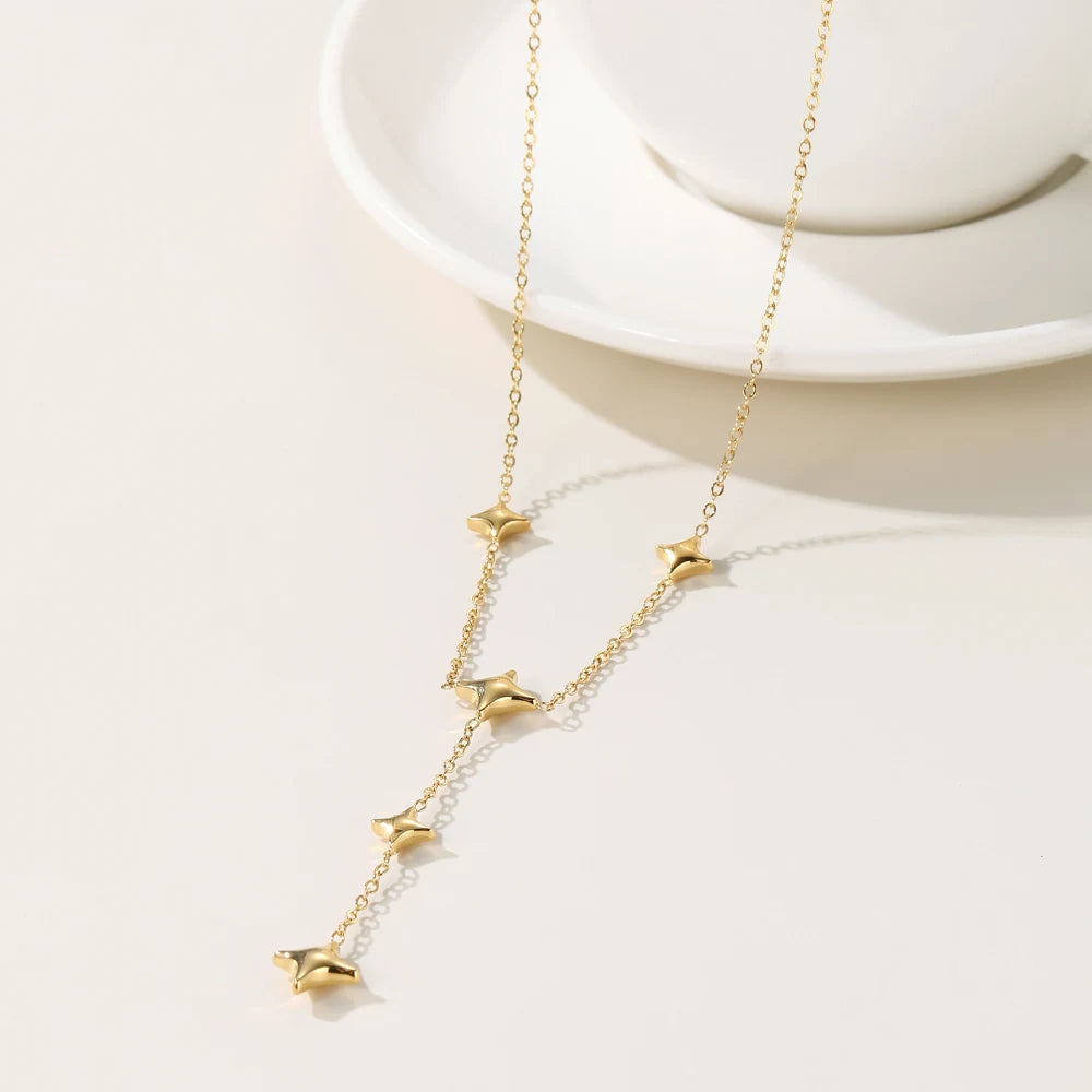 YACHAN Stainless Steel Chain Necklace for Woman 18K Gold Plated Chains Stars Pendant Necklaces 2023 Trendy Jewelry Gift