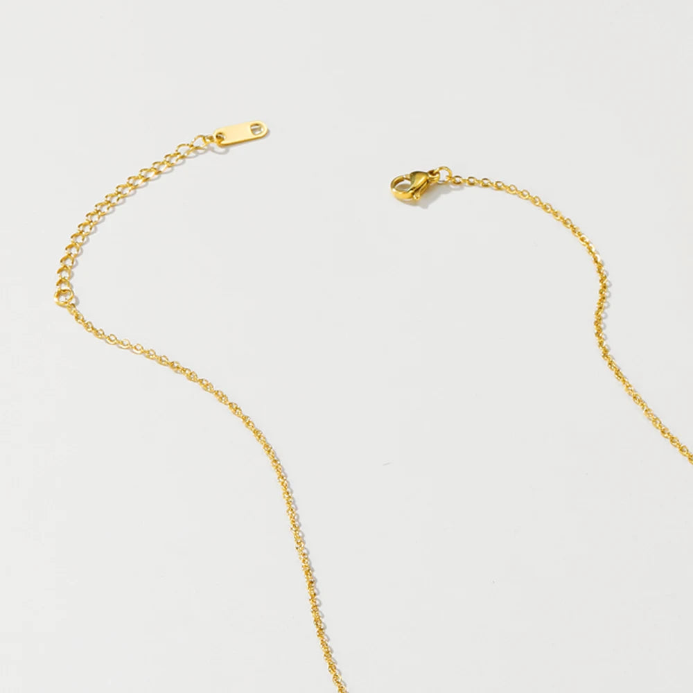 YACHAN Stainless Steel Chain Necklace for Woman Geometric Pendant Golden Half Circle Spiked Choker Necklaces Trendy Jewelry