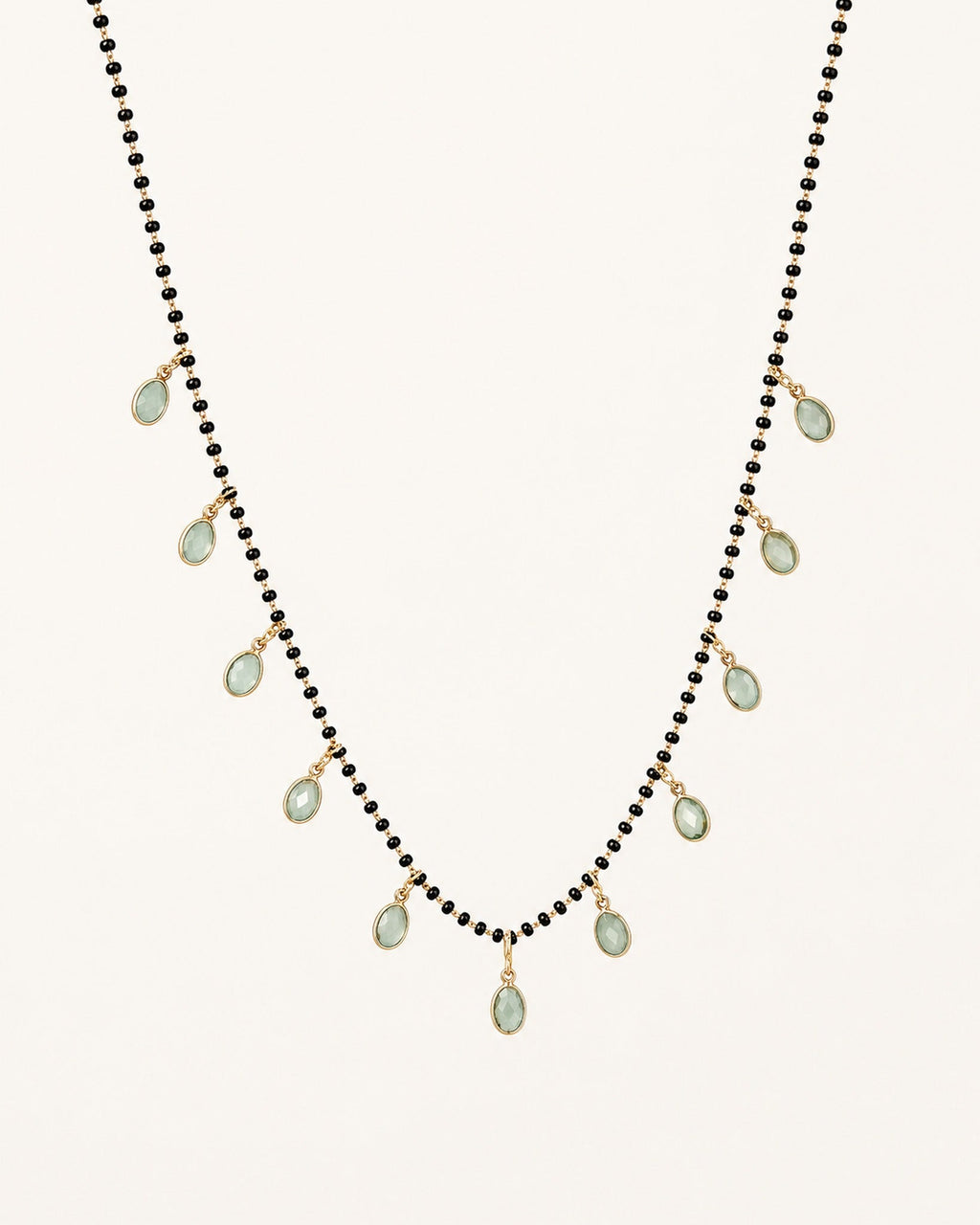 Black Bead Mint Drop Chain — GLORIASAA