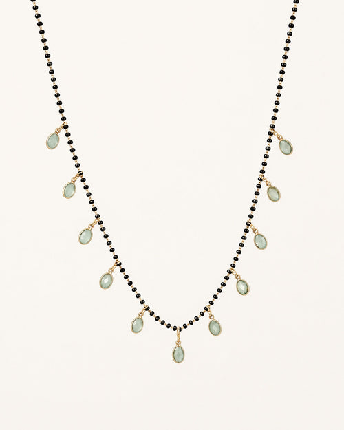 Black Bead Mint Drop Chain — GLORIASAA