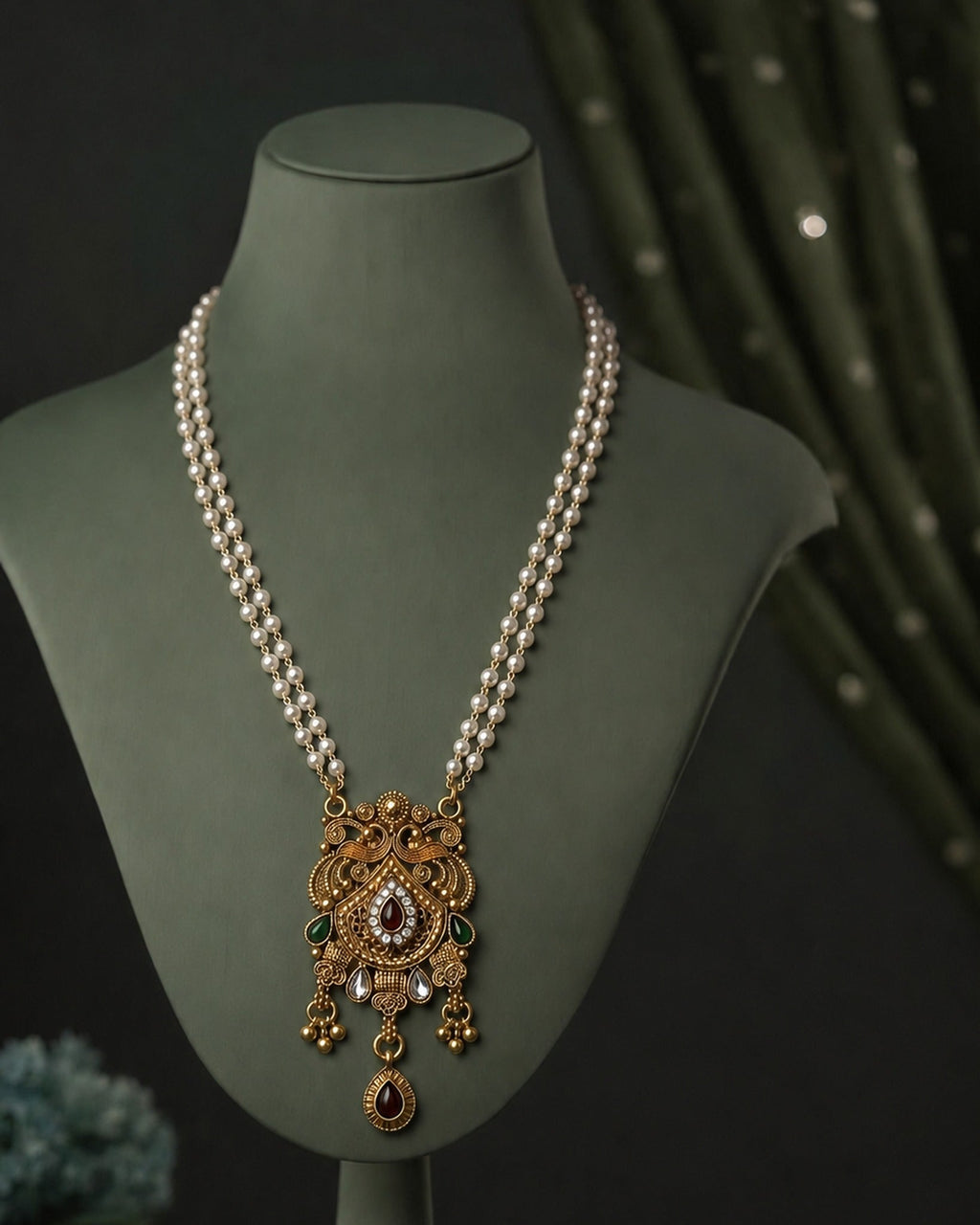 Double Pearl Temple Pendant — GLORIASAA