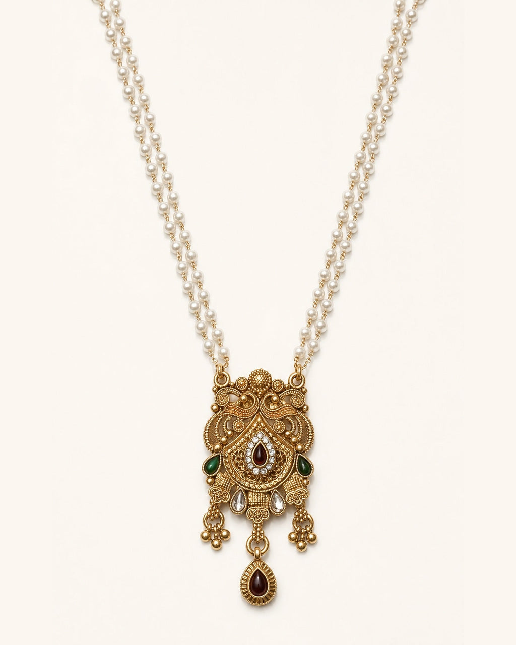 Double Pearl Temple Pendant — GLORIASAA