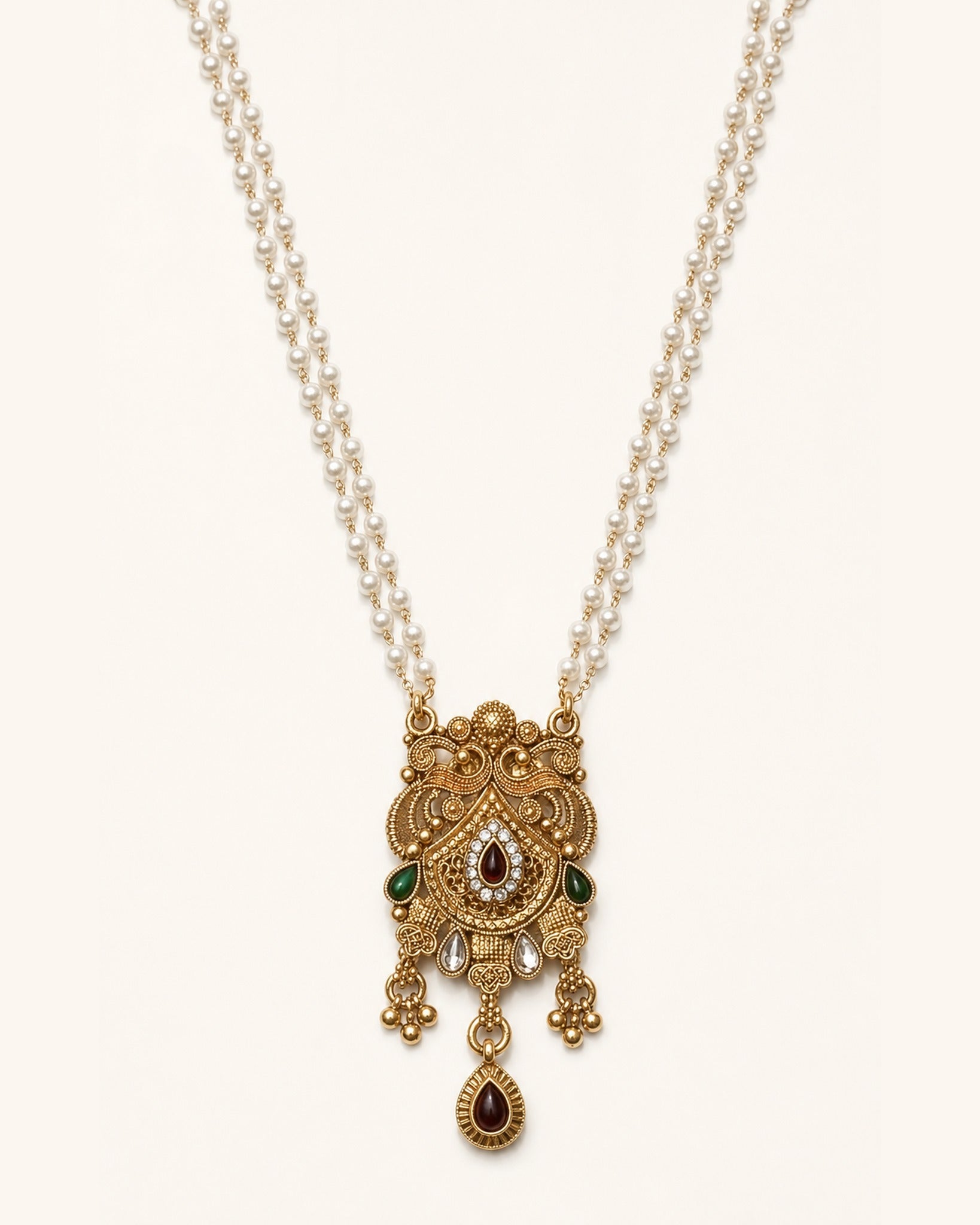 Double Pearl Temple Pendant — GLORIASAA