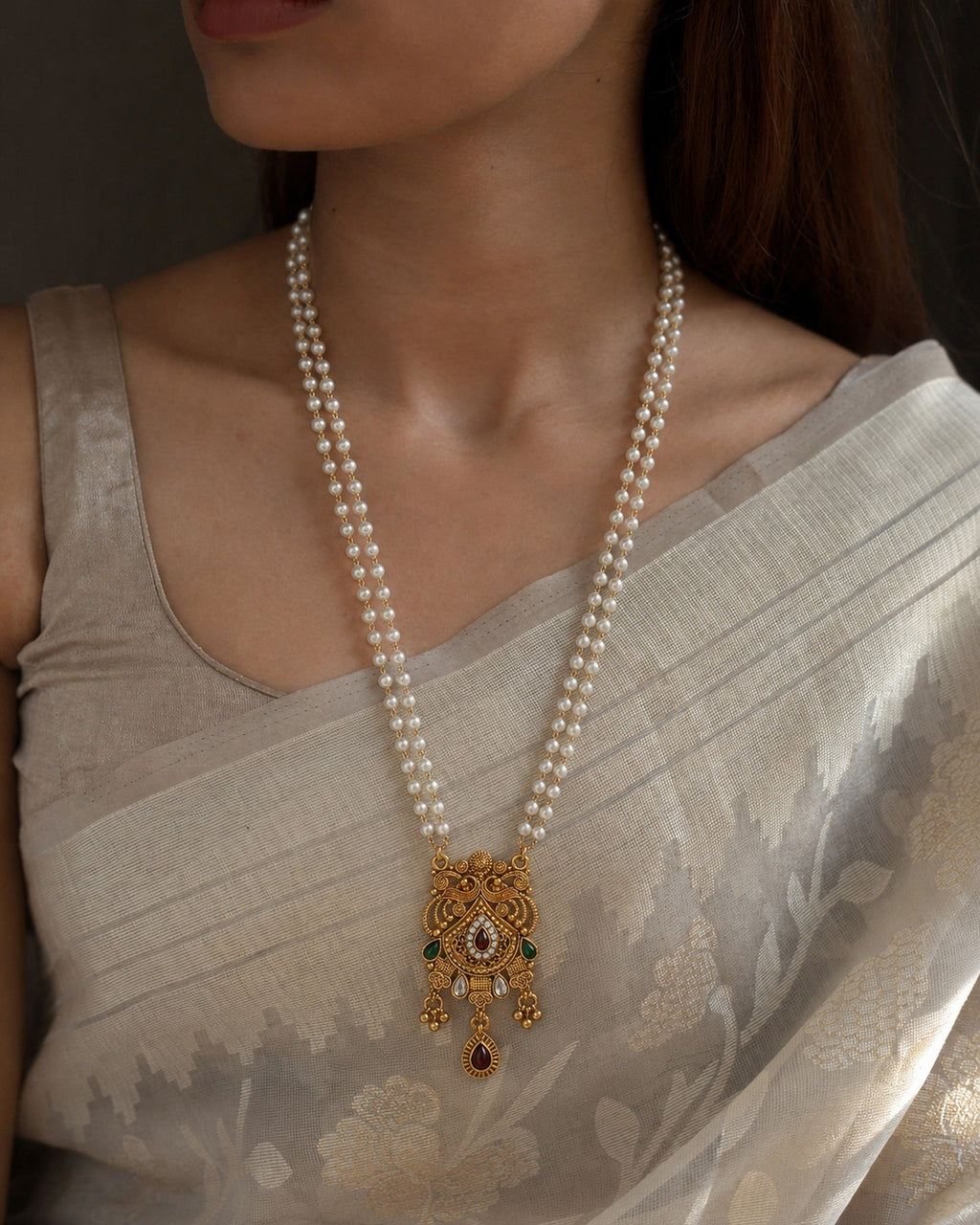 Double Pearl Temple Pendant — GLORIASAA