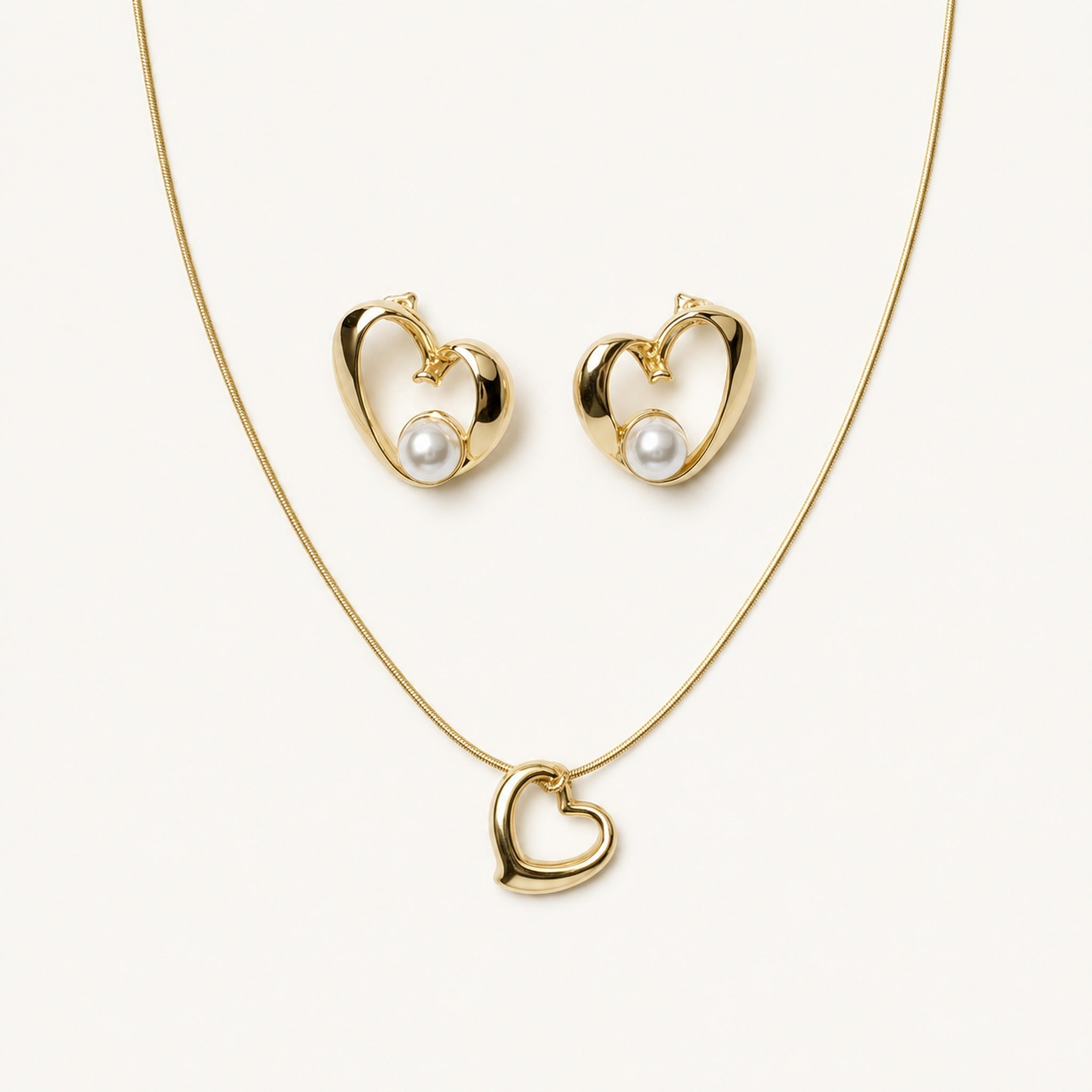 Gold Heart Pearl Set — GLORIASAA