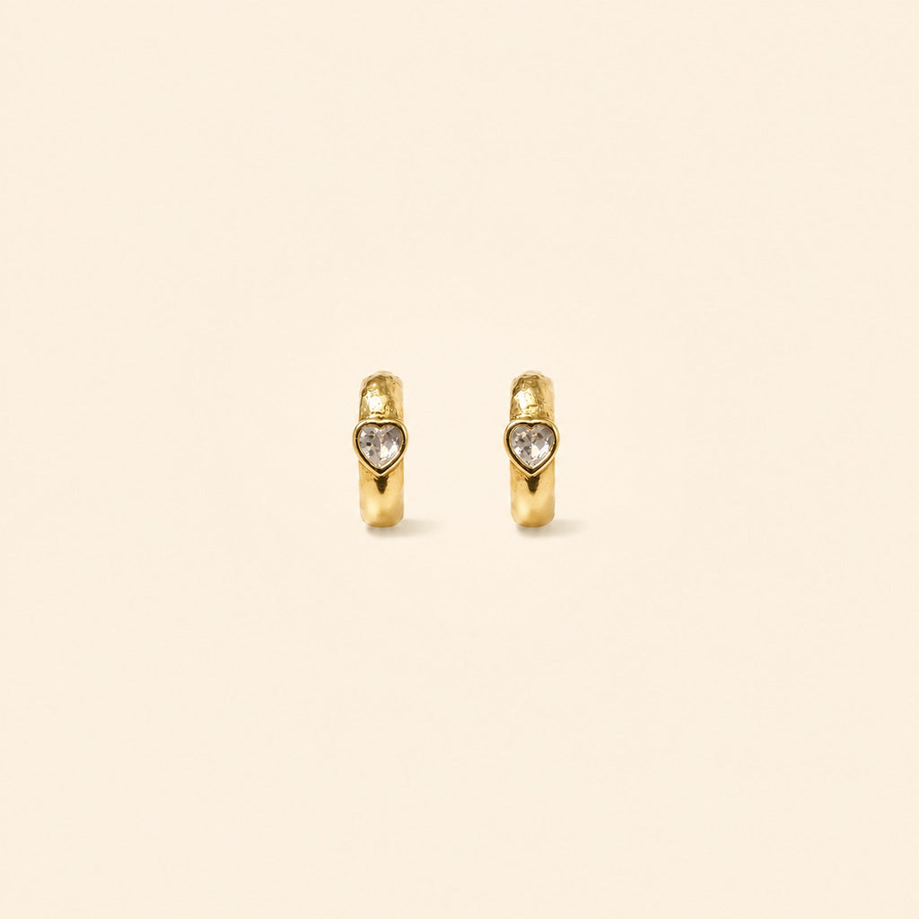 Heart Crystal Huggie Hoops — GLORIASAA