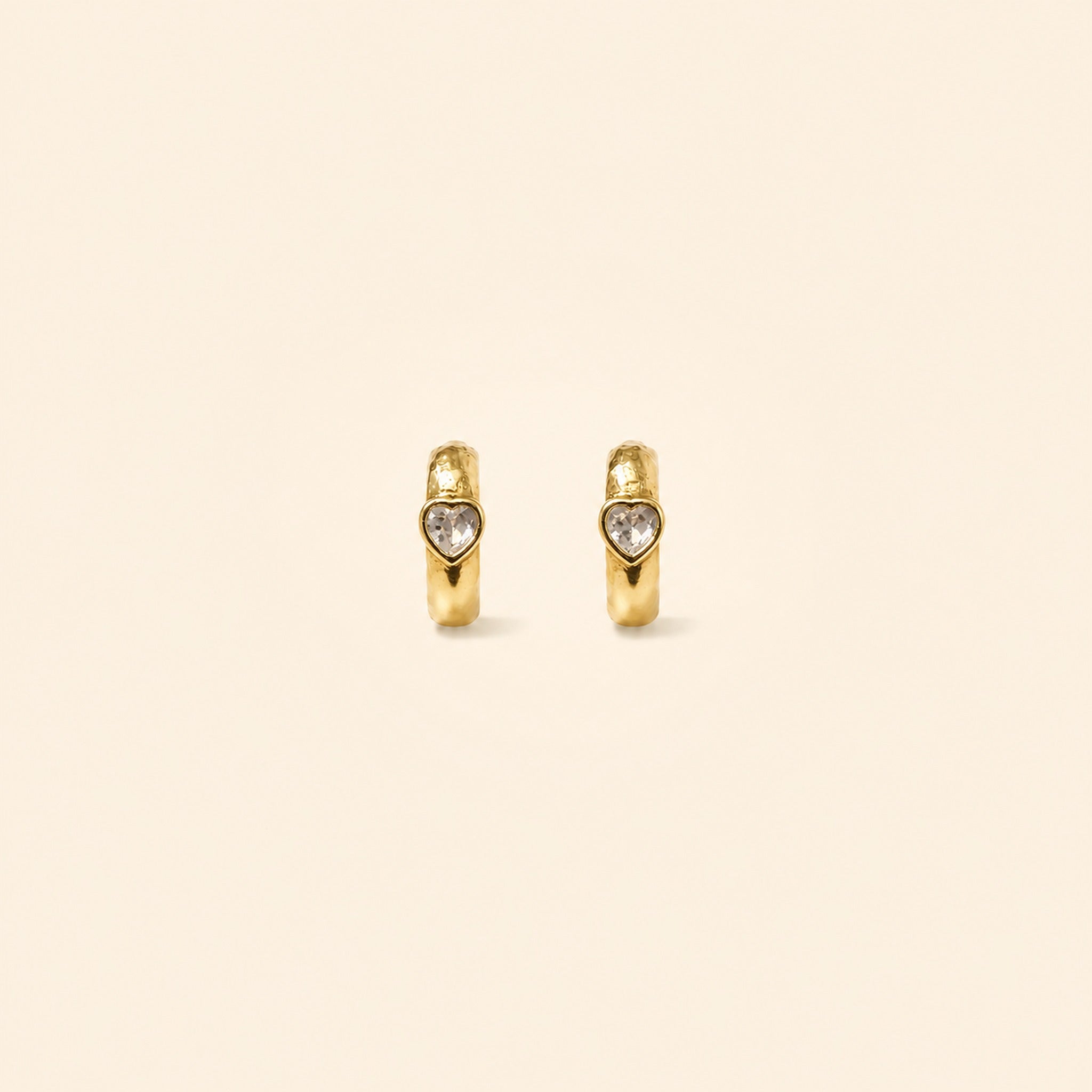 Heart Crystal Huggie Hoops — GLORIASAA