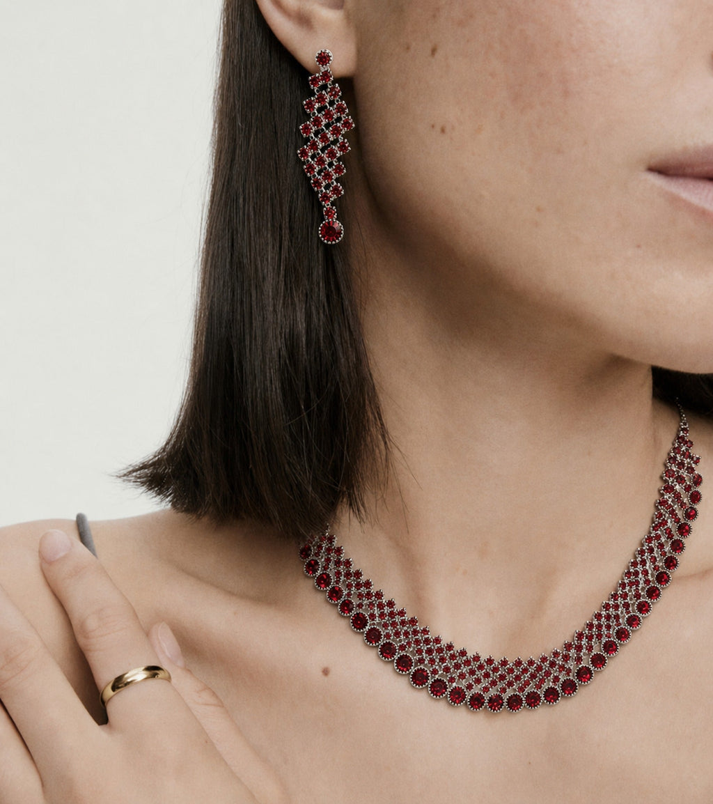 Ruby Lattice Collar Set — GLORIASAA