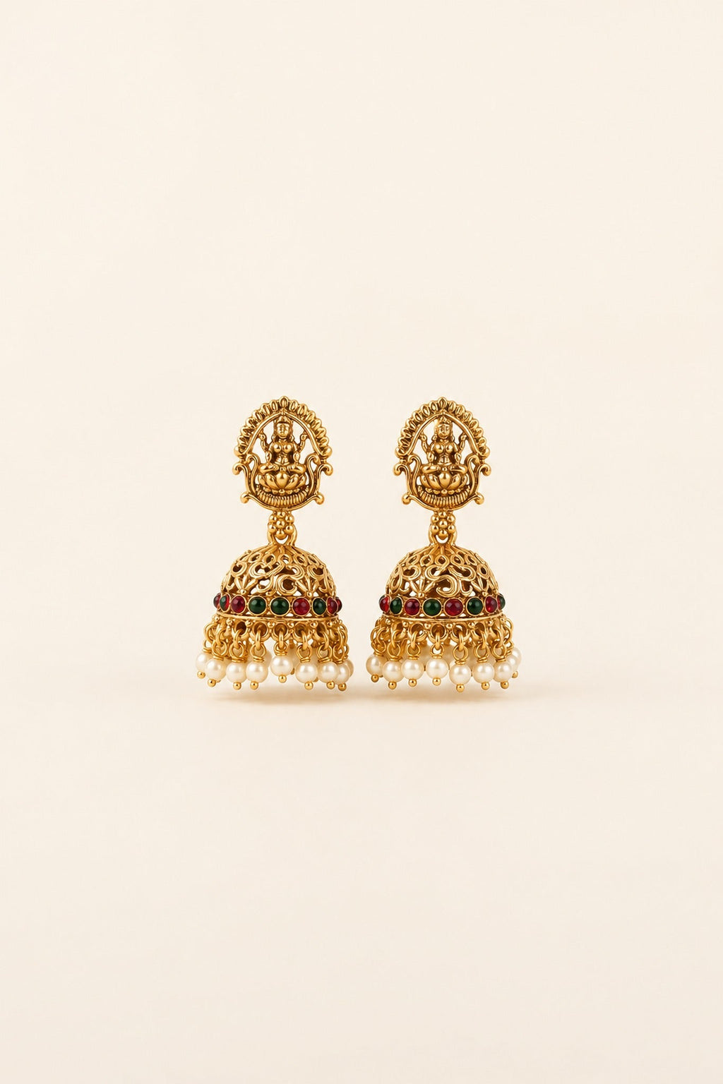 Temple Goddess Pearl Jhumka — GLORIASAA