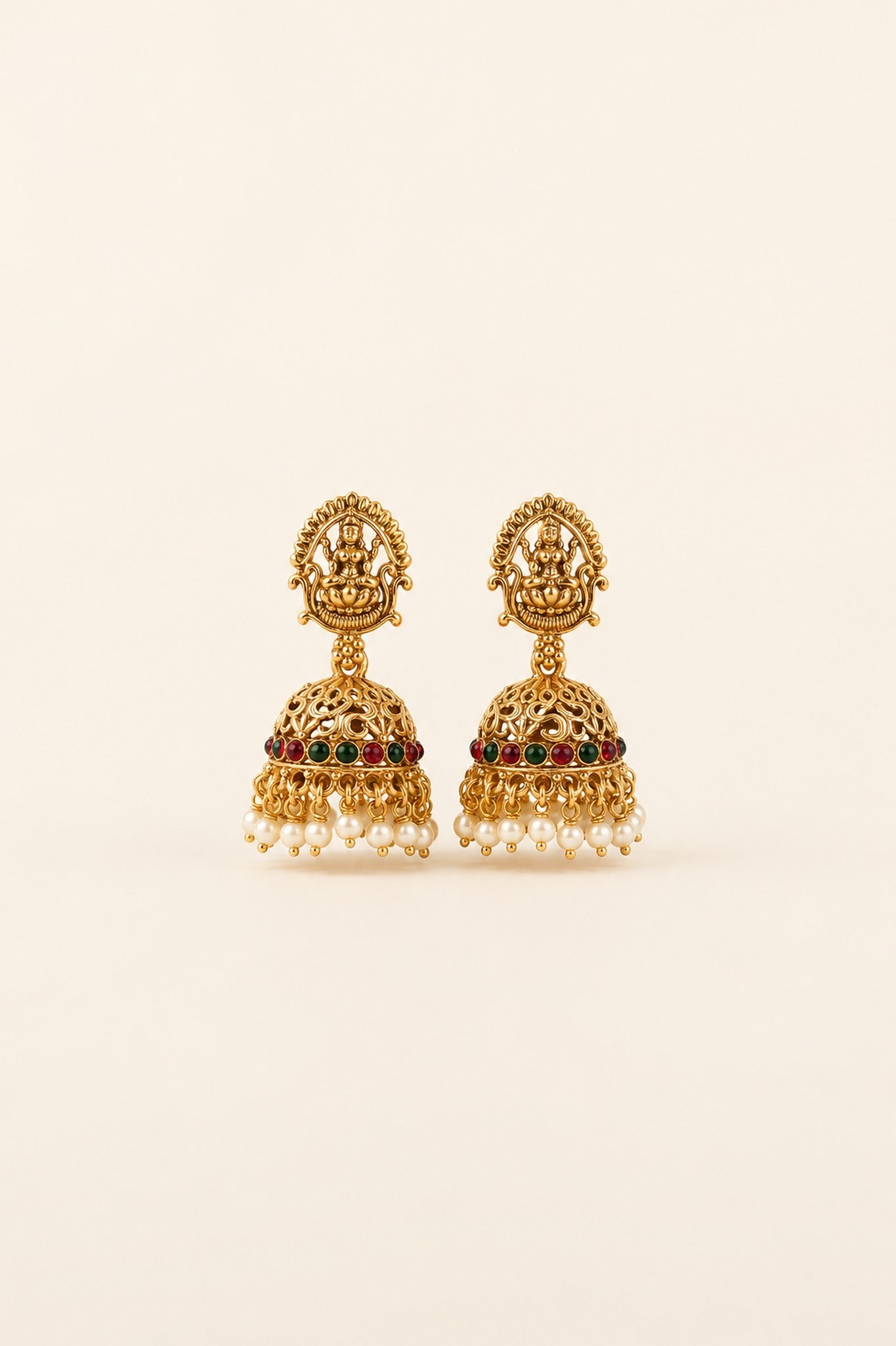 Temple Goddess Pearl Jhumka — GLORIASAA